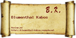 Blumenthal Kabos névjegykártya
